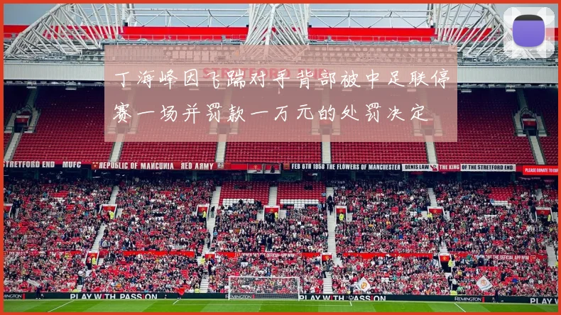 丁海峰因飞踹对手背部被中足联停赛一场并罚款一万元的处罚决定